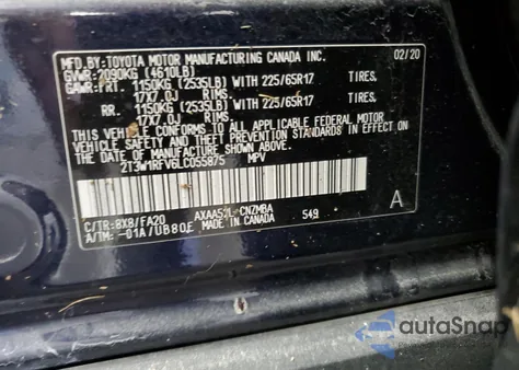 2020 Toyota Rav4 Xle from USA, damaged, VIN 2T3W1RFV6LC055875